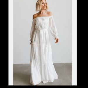 Baltic Born Isabel white off shoulder maxi dress